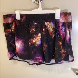 Avia Space Galaxy Running Shorts with Bike Liner, Black, Women's Size XL (16-18)